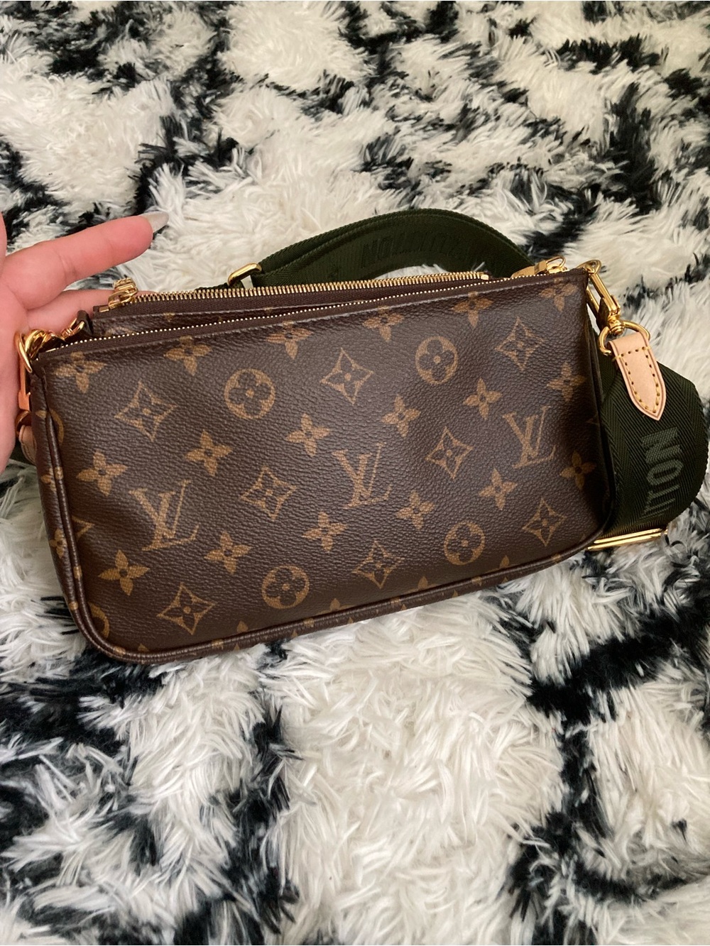 Louis Vuitton Brown Monogram Multi-Pochette with Olive Strap and Gold Hardware - Picture 2 of 15